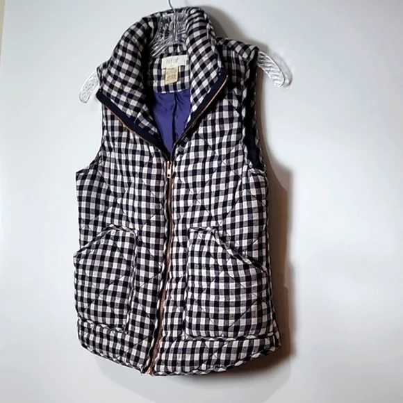 Peach Love California Navy Blue Gingham Quilted Vest - Picture 7 of 13